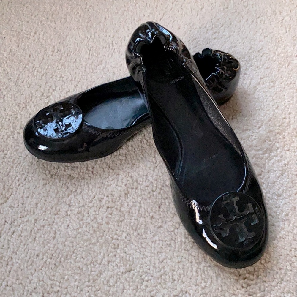 Tory Burch Black Patent Leather Ballet Flats